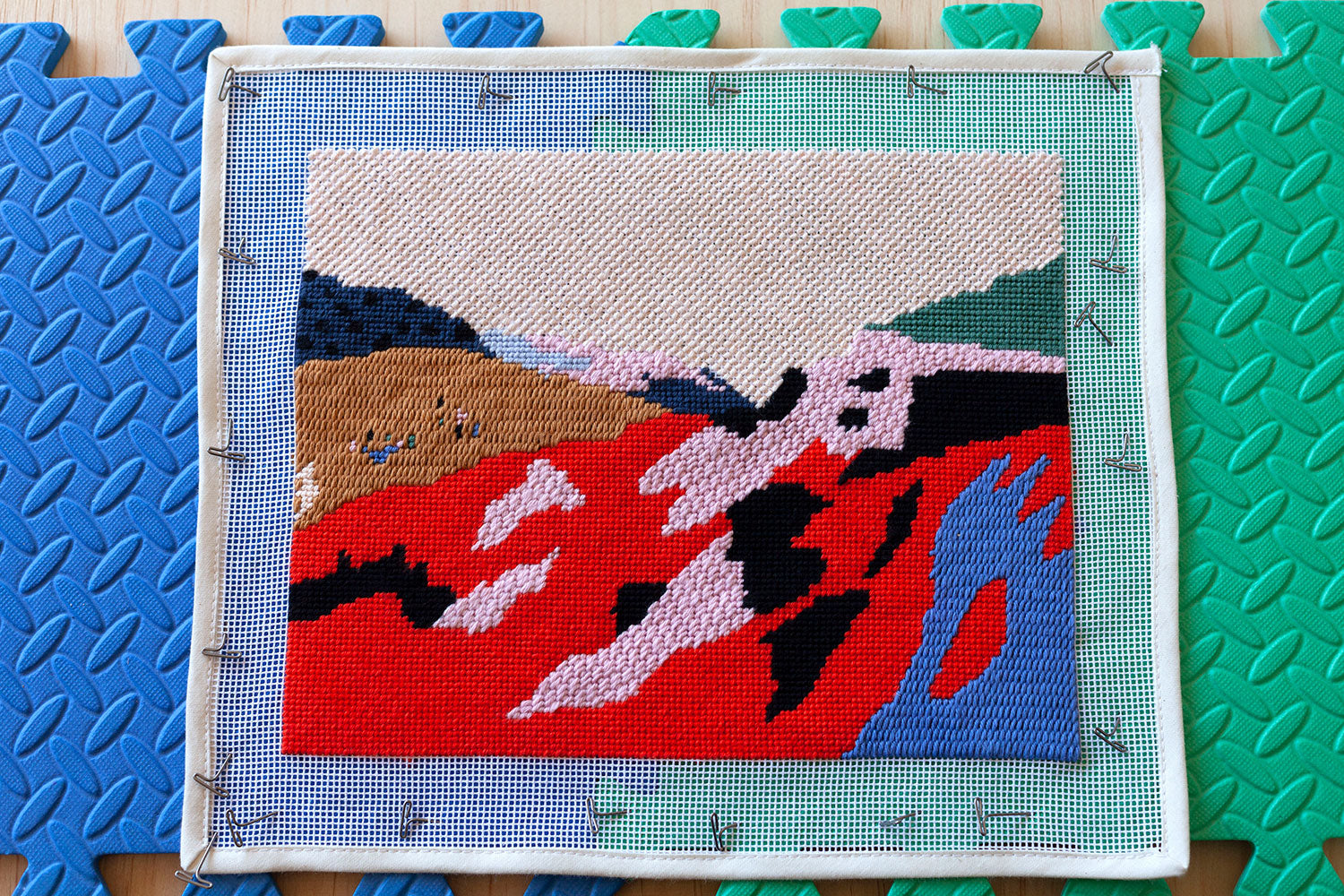 Needlepoint blocking tutorial by Unwind Studio