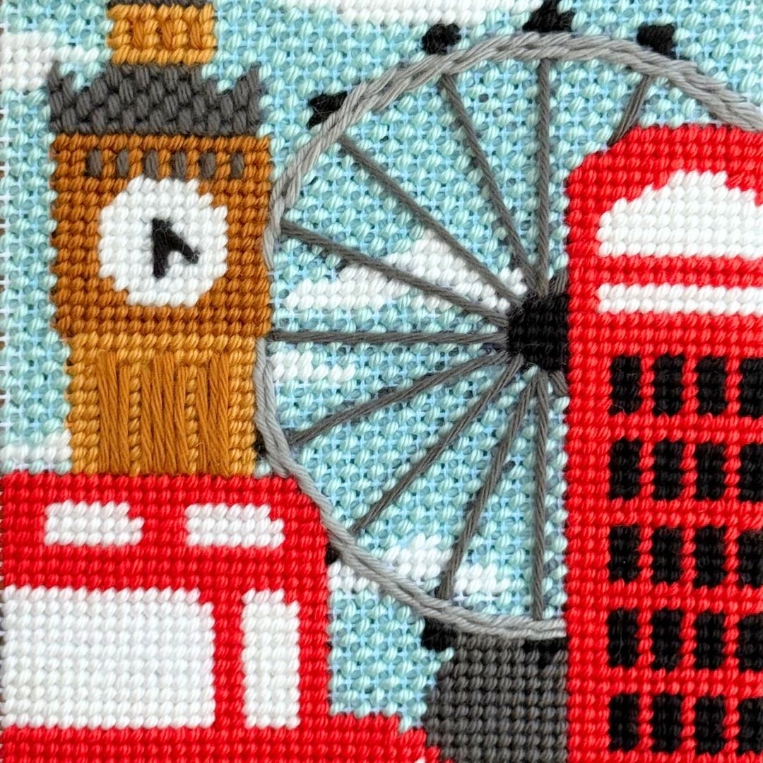 London Stamp Needlepoint Postcard Kit - Stitch Guide