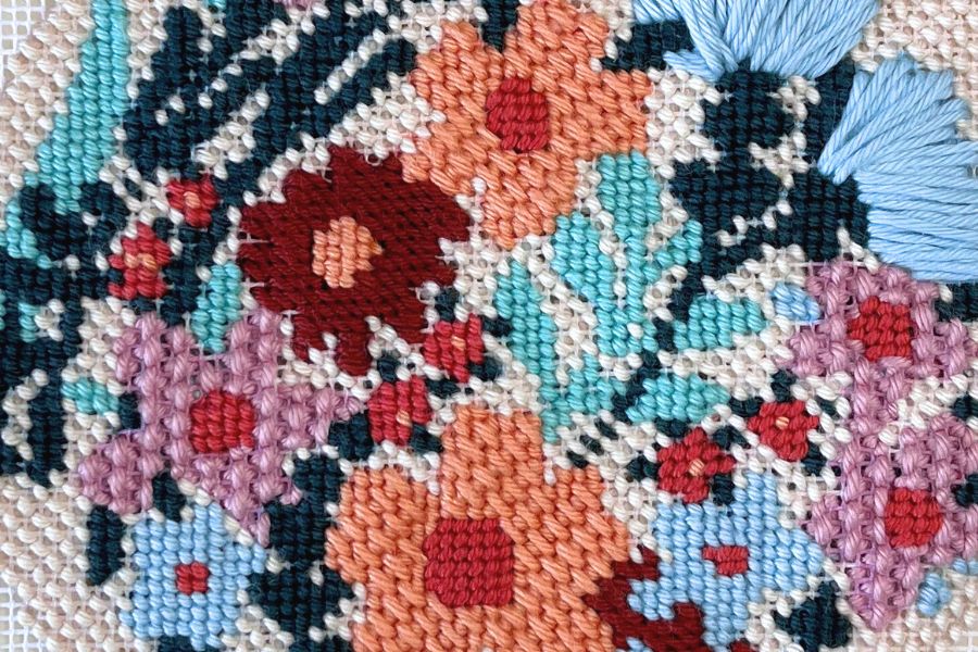 Happy Flowers Needlepoint Kit (Round) Stitch Guide