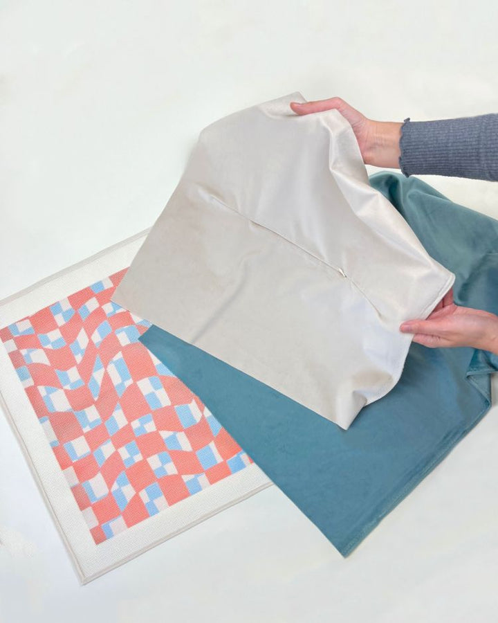 Summer Checker Needlepoint Cushion Kit by Unwind Studio