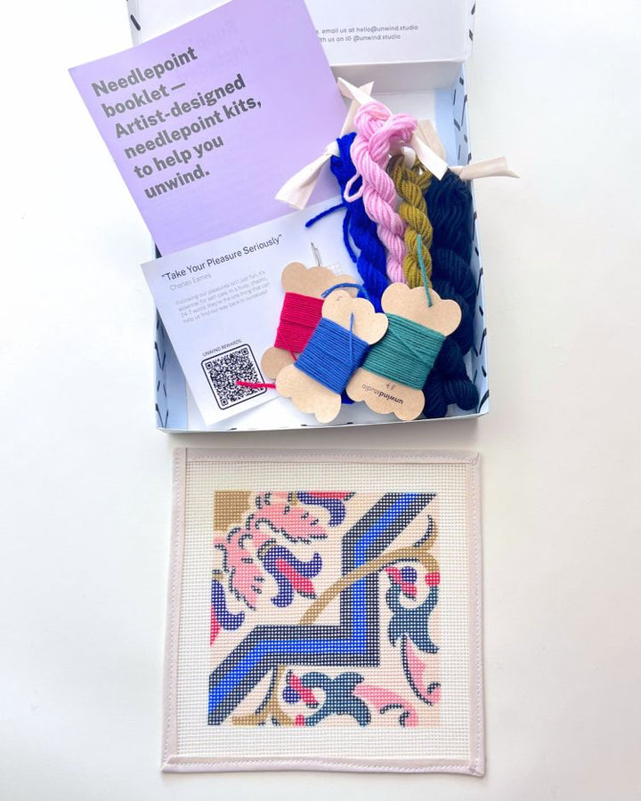 Portuguese Tiles Needlepoint Kit: Oliveira Monteiro by Unwind Studio