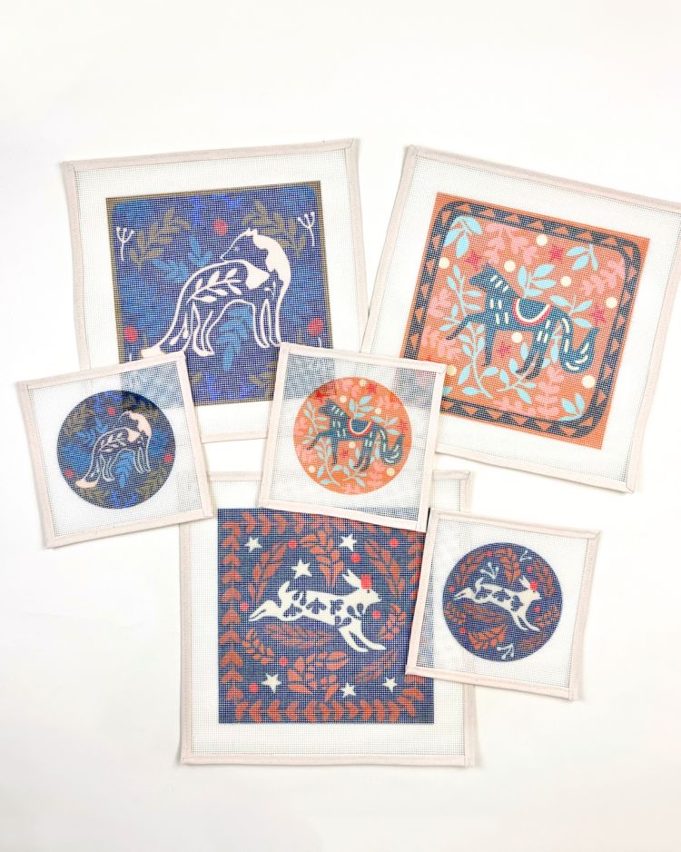 Folk animals needlepoint bundle by Unwind Studio