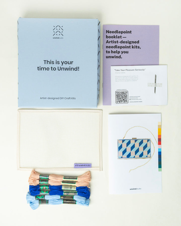 Tumbling Blocks V1: Needlepoint Counted Kit for Clutch Insert