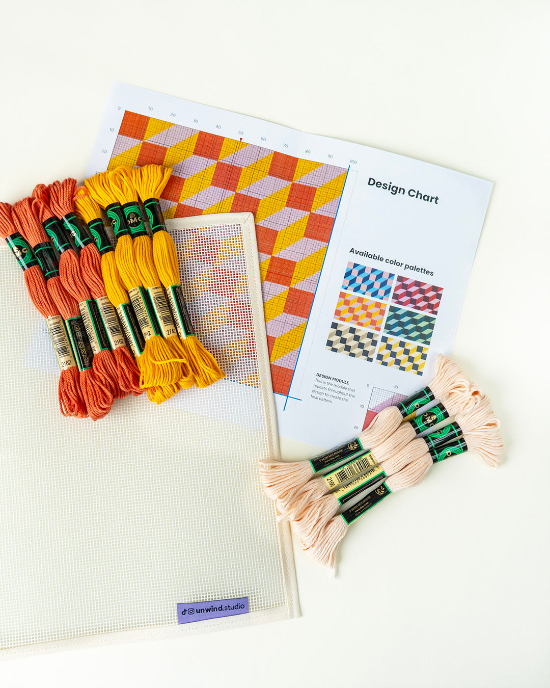 Tumbling Blocks V1: Needlepoint Counted Kit