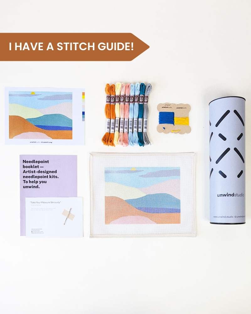 Peaceful Mountains Beginner Needlepoint Kit by Unwind Studio