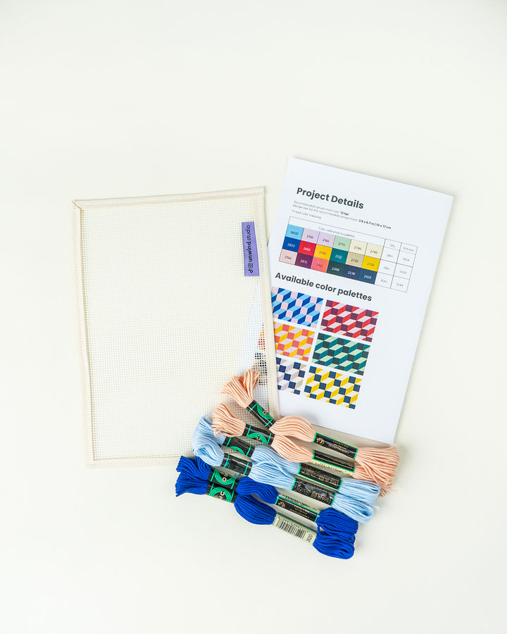 Tumbling Blocks V3: Needlepoint Counted Kit for Clutch Insert