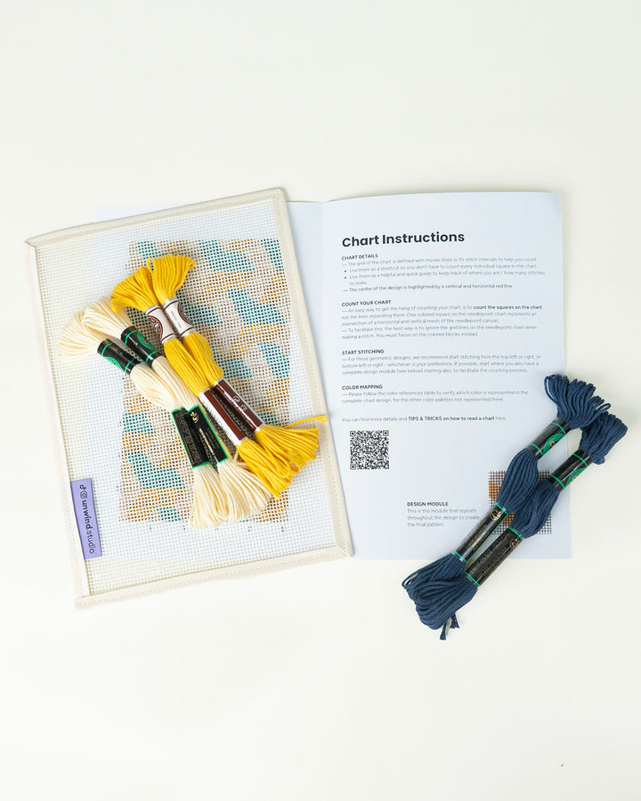 Tumbling Blocks V3: Needlepoint Counted Kit for Clutch Insert