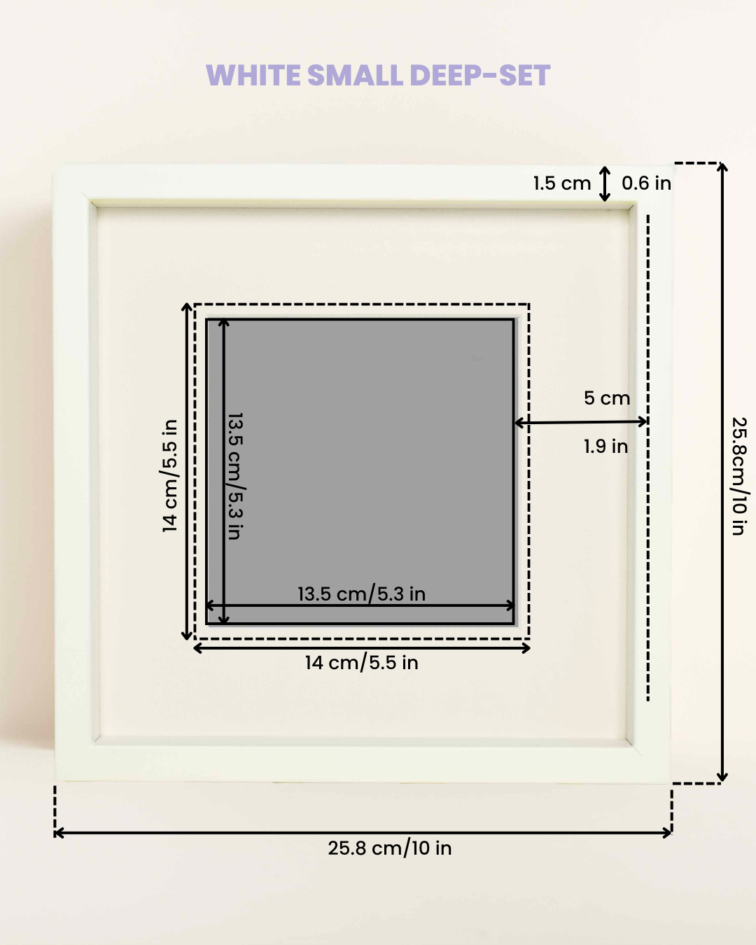 Solid Beech Wood Frame: White Small Deep-Set