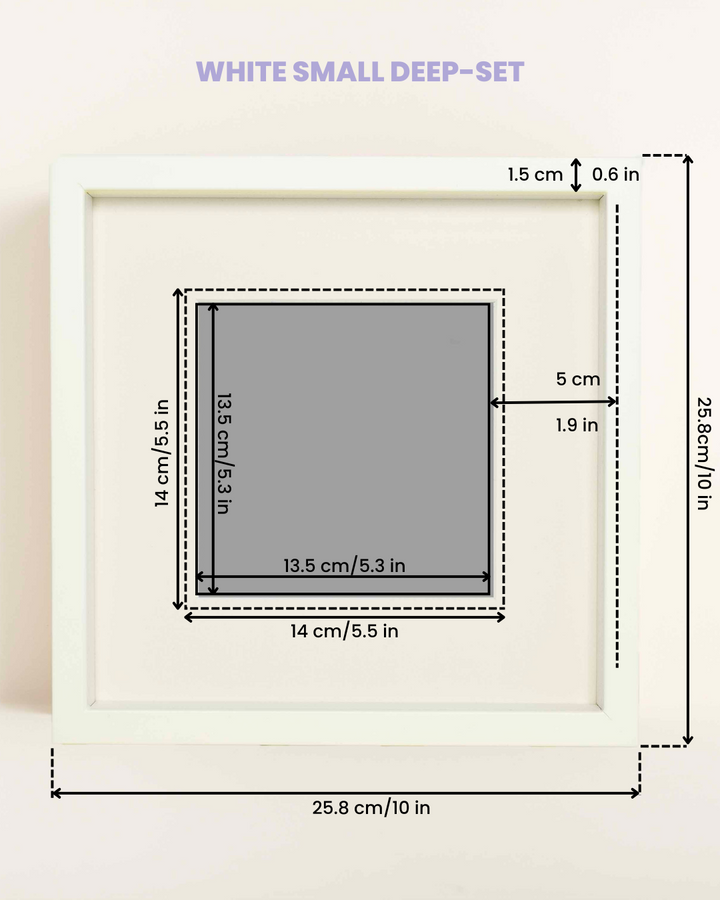Solid Beech Wood Frame: White Small Deep-Set