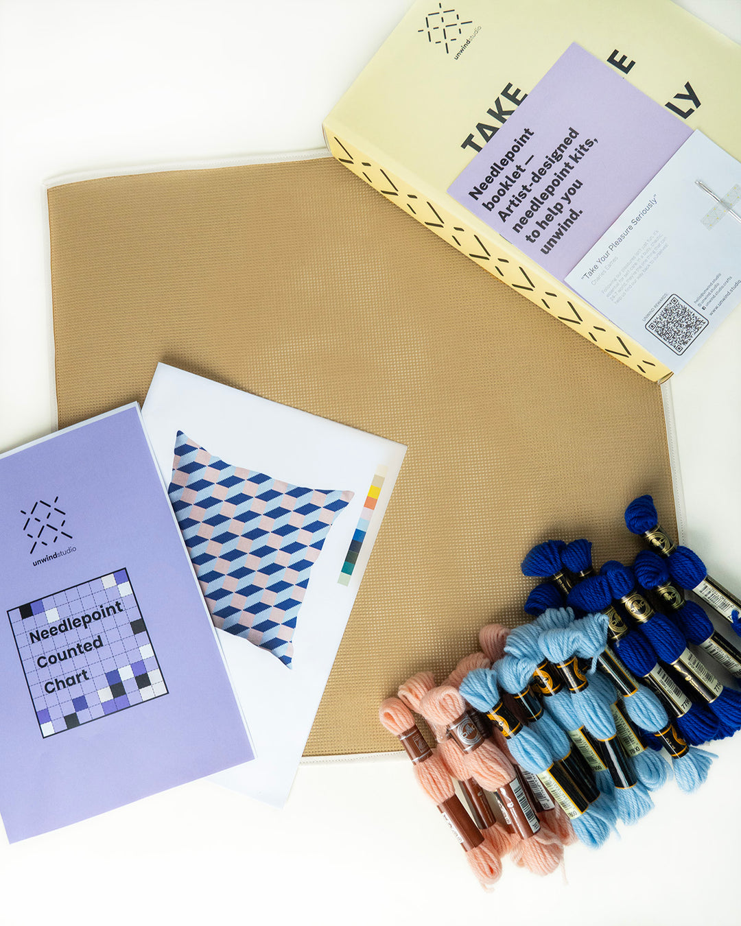 Tumbling Blocks V1: Needlepoint Cushion Kit (Counted Canvas)
