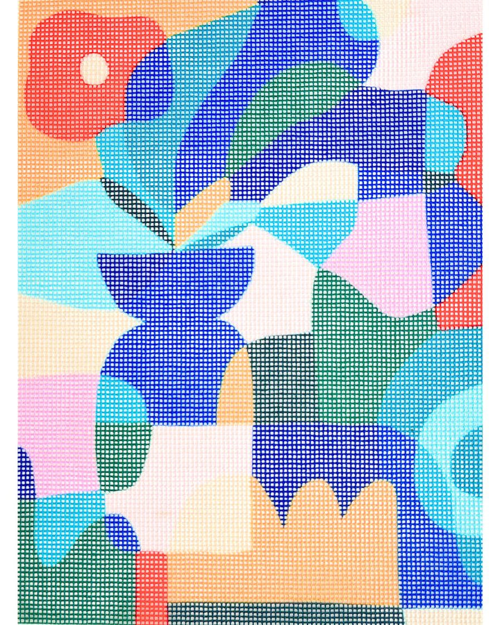 Gobelinstickerei mit rotem Mohn