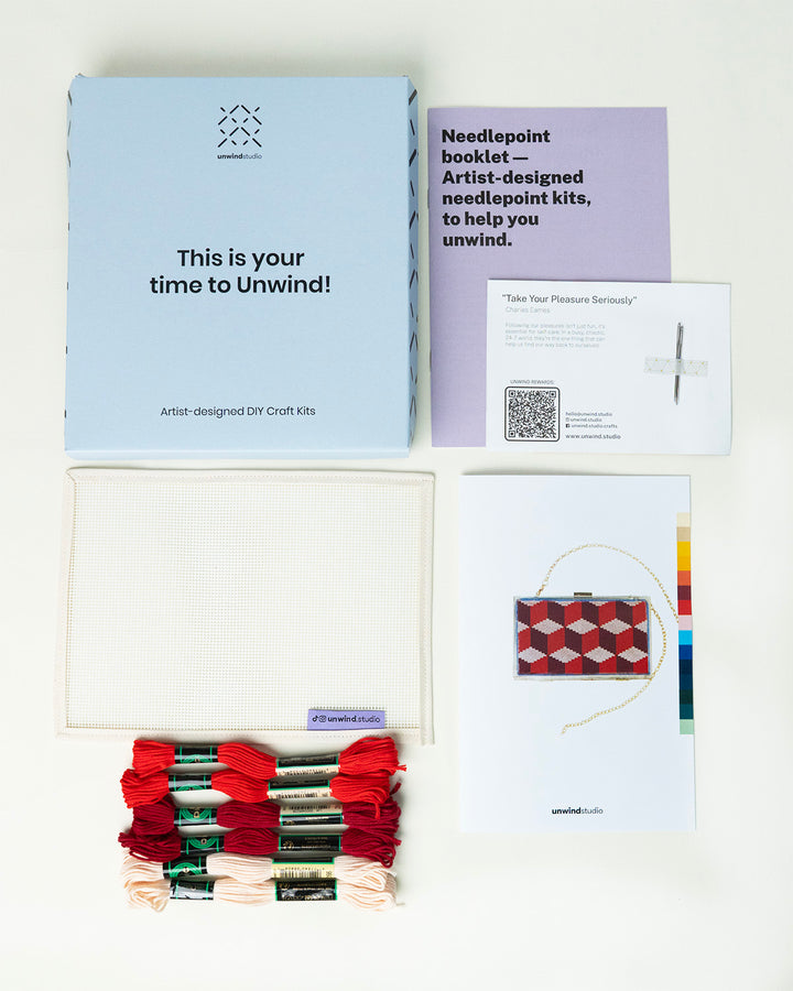 Tumbling Blocks V2: Needlepoint Counted Kit for Clutch Insert