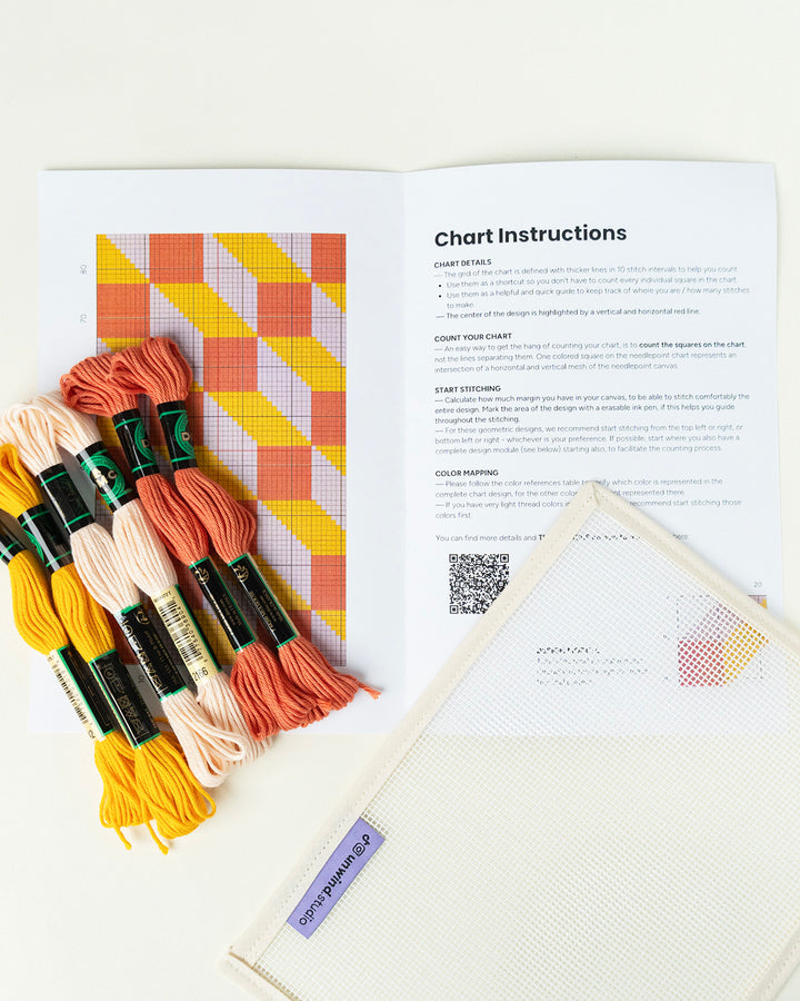 Tumbling Blocks V1: Needlepoint Counted Kit for Clutch Insert