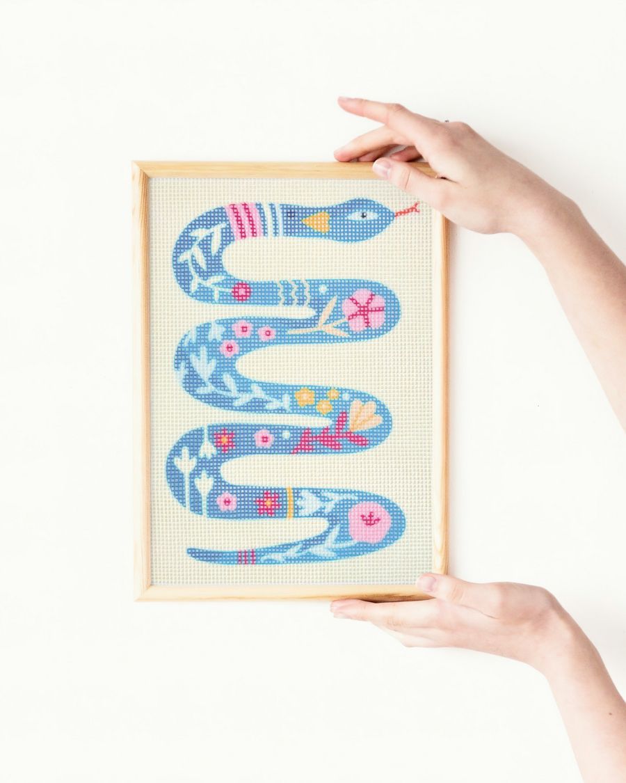 Floral Snake Needlepoint Kit