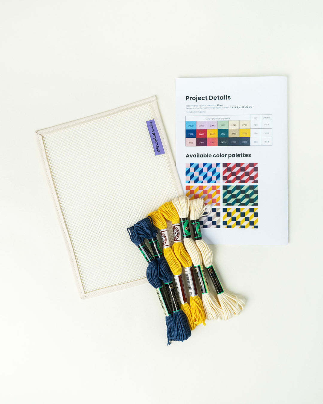 Tumbling Blocks V1: Needlepoint Counted Kit for Clutch Insert