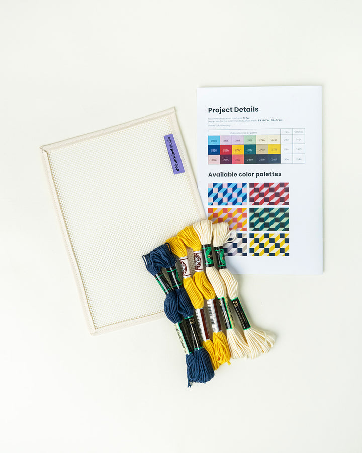 Tumbling Blocks V3: Needlepoint Counted Kit for Clutch Insert