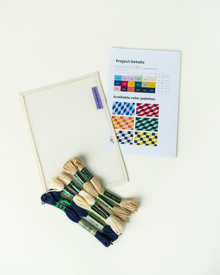 Tumbling Blocks V1: Needlepoint Counted Kit for Clutch Insert