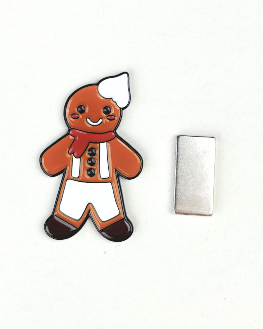 Needle Minder Gingerbread Boy Magnet (enamel pin) by Unwind Studio