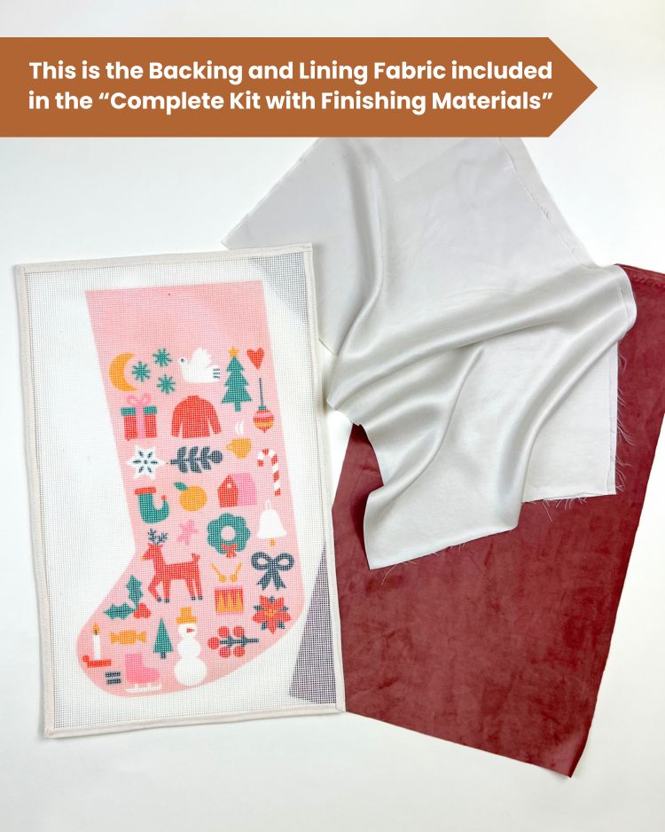 Folk Christmas Stocking Needlepoint Kit (Light Pink) – Unwind Studio