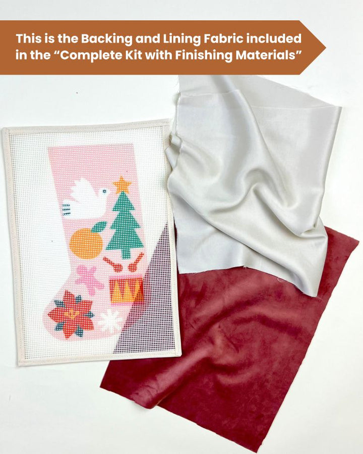 Mini Christmas Stocking Needlepoint Kit - Folk Pattern by Unwind Studio