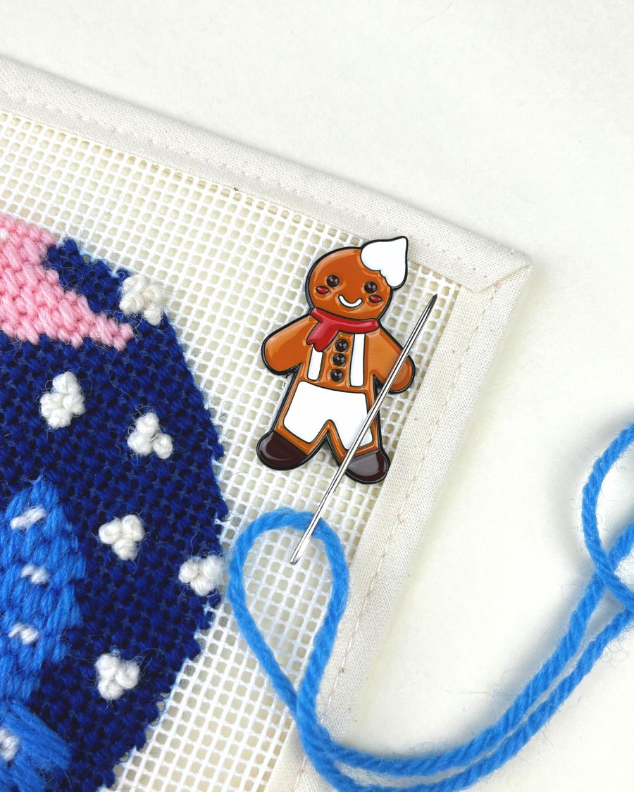 Needle Minder Gingerbread Boy Magnet (enamel pin) by Unwind Studio