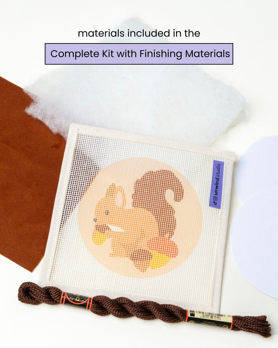 Squirrel & Acorns Needlepoint Ornament Kit