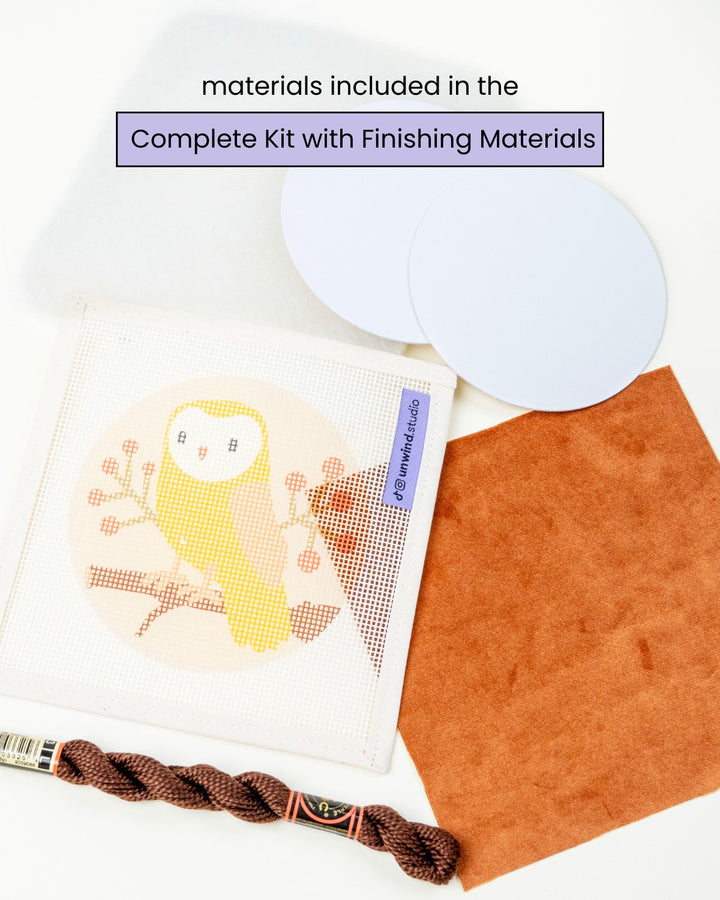 Owl & Berries Needlepoint Ornament Kit