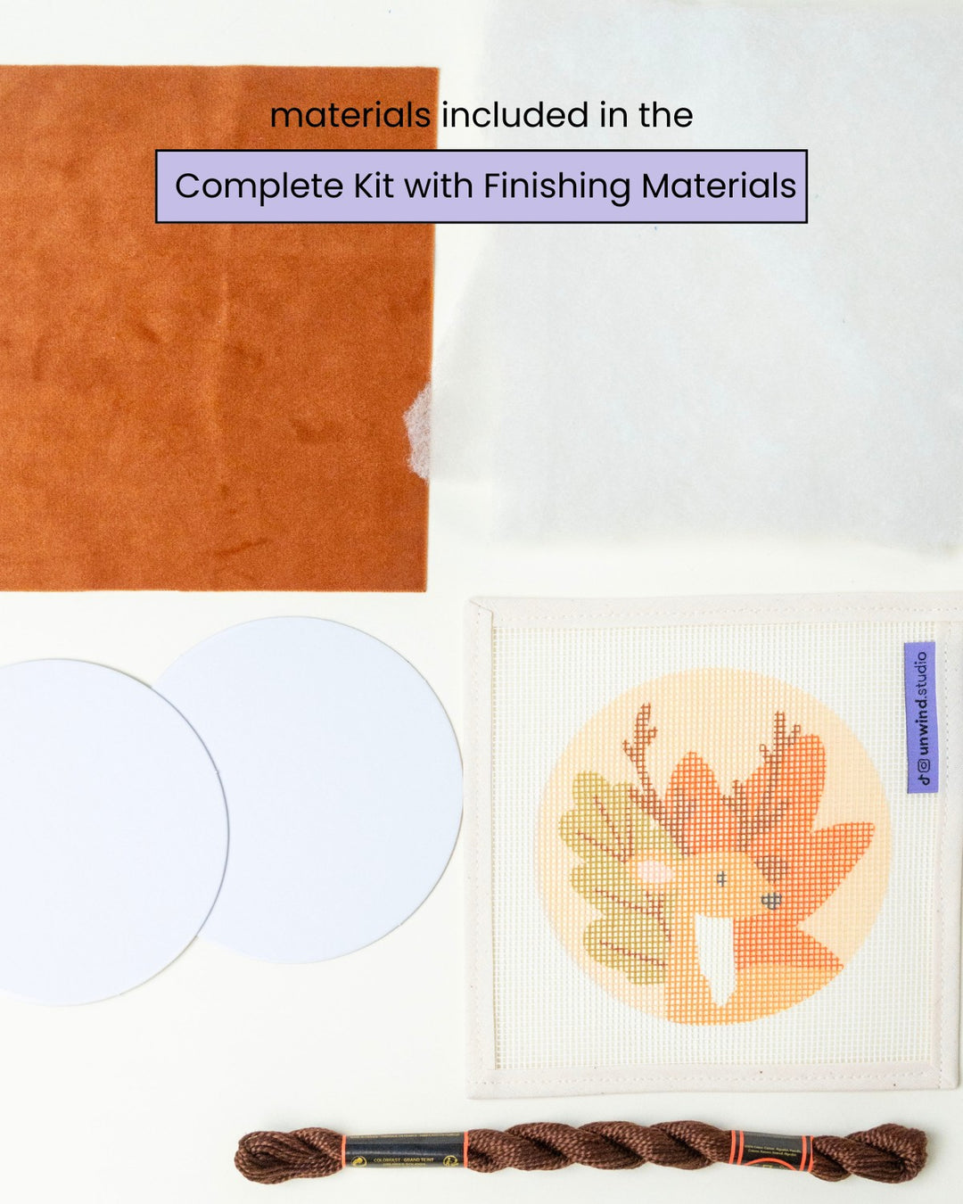 Deer & Fall Leaves Needlepoint Ornament Kit