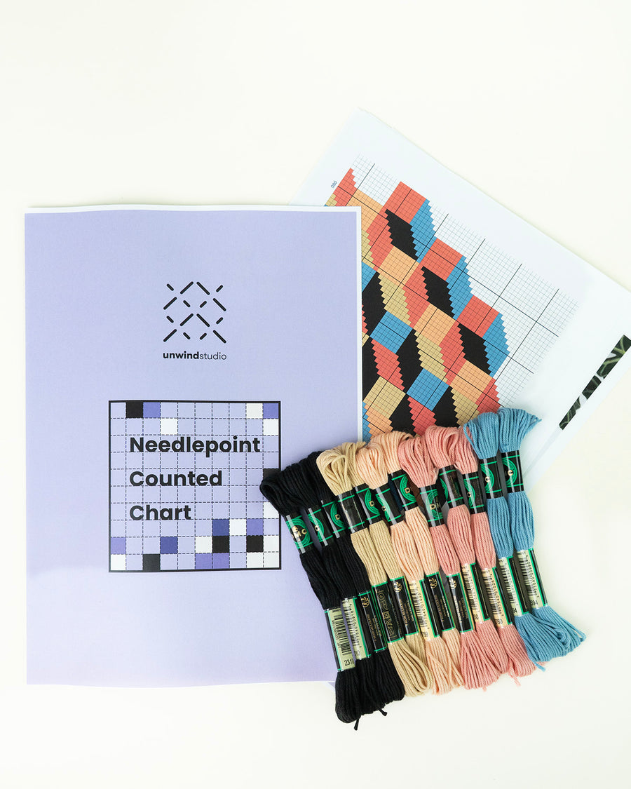 Escher Tumbling Blocks Needlepoint Counted Canvas – Unwind Studio
