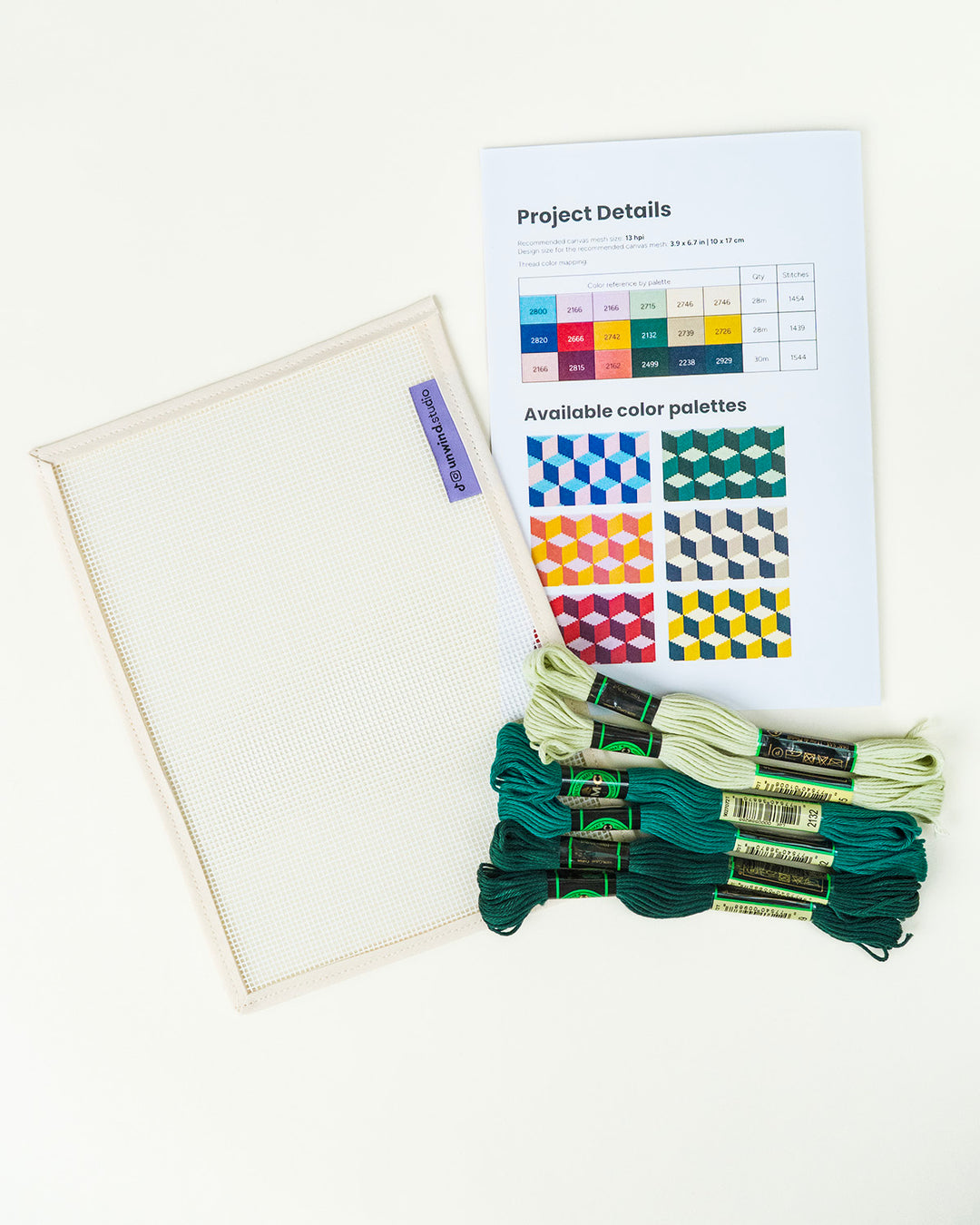 Tumbling Blocks V3: Needlepoint Counted Kit for Clutch Insert