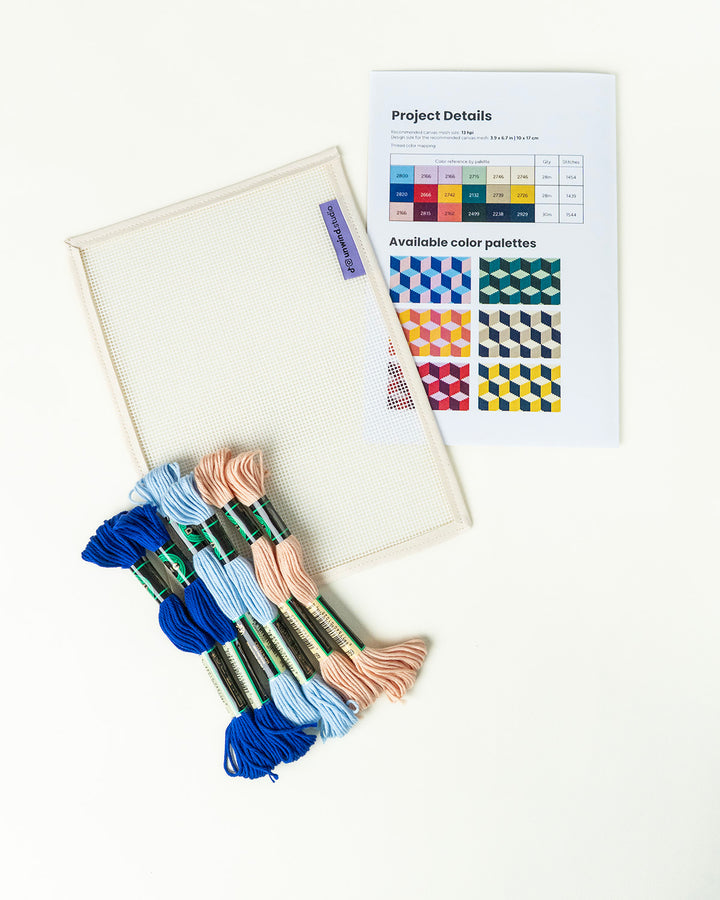 Tumbling Blocks V2: Needlepoint Counted Kit for Clutch Insert