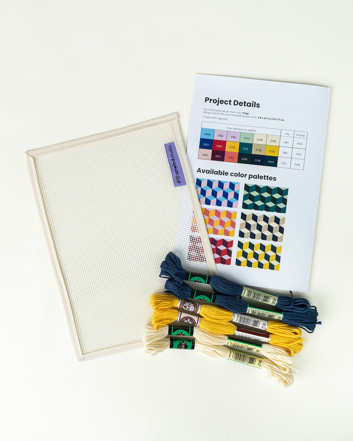 Tumbling Blocks V2: Needlepoint Counted Kit for Clutch Insert