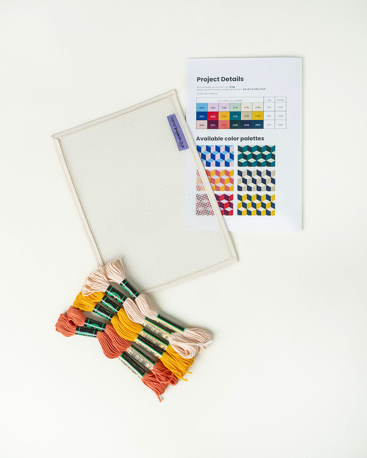 Tumbling Blocks V2: Needlepoint Counted Kit for Clutch Insert