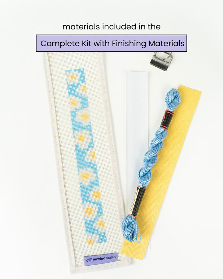 Daisies - Blue Key Fob Needlepoint Kit