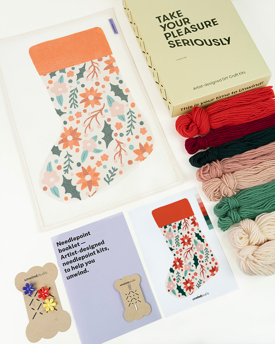 Aurora in Bloom Stocking Needlepoint Kit (Pre-Order)