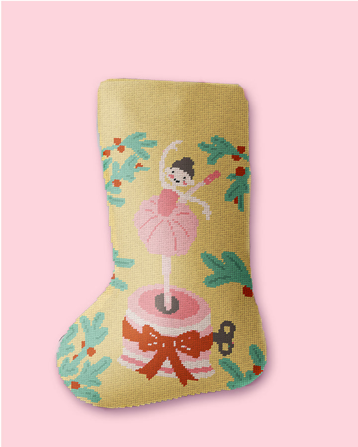 Ballerina in a Music Box Stocking Needlepoint Kit