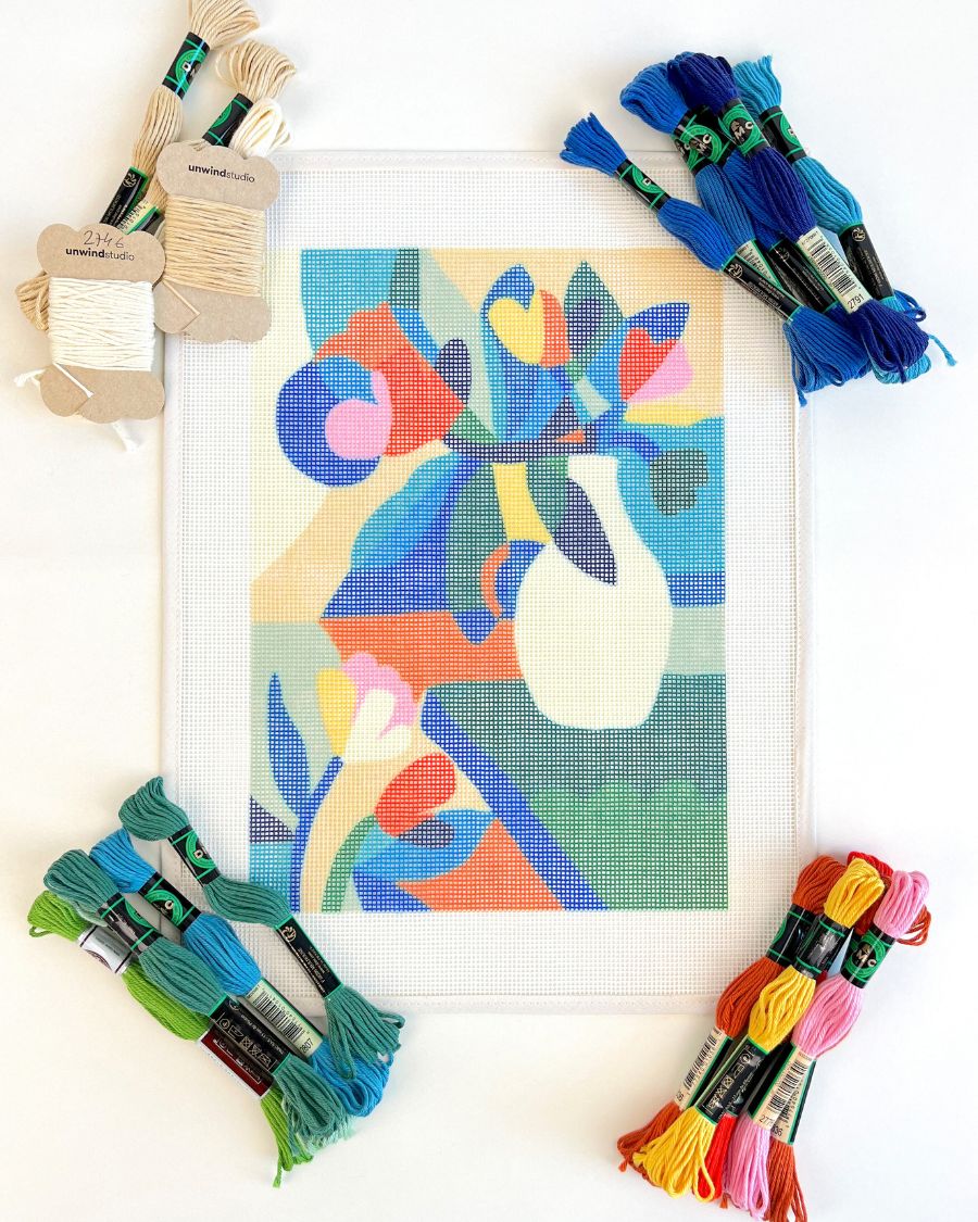 Contemporary Needlepoint Kit Blooming by Teresa Rego – Unwind Studio