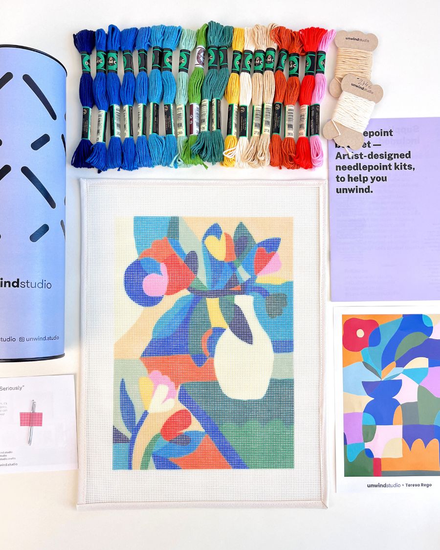 Contemporary Needlepoint Kit Blooming by Teresa Rego – Unwind Studio