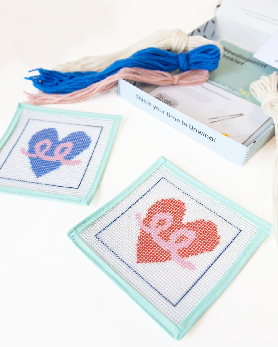 Love Party Needlepoint Kit for Kids by Unwind Studio