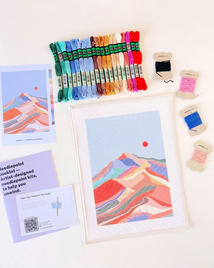 Blue sand needlepoint kit long stitch unwind studio 2