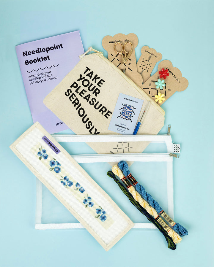 NEEDLEPOINT STARTER KIT Blueberries Key Fob