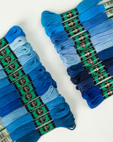 Blue DMC cotton threads for needlepoint