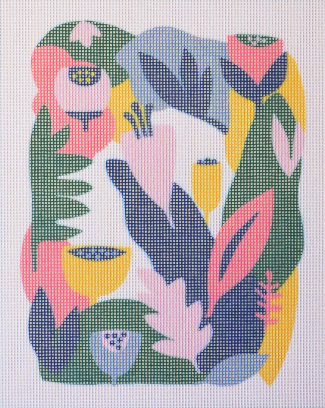 Blush Garden botanical needlepoint canvas and kit by Myriam Van Neste for Unwind Studio