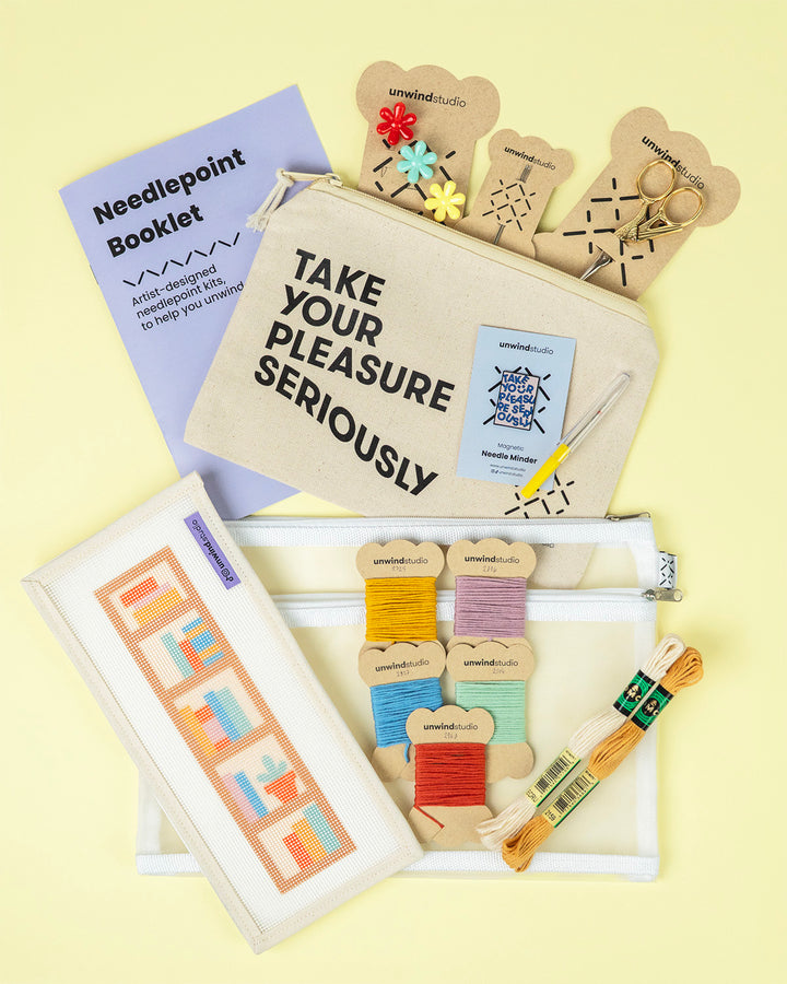 NEEDLEPOINT STARTER KIT "Bookshelf Wealth" Bookmark