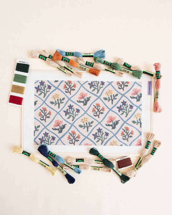 Flower Diamonds Needlepoint Cushion Kit