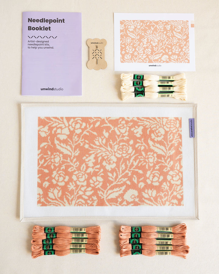Laced Rose Needlepoint Cushion Kit