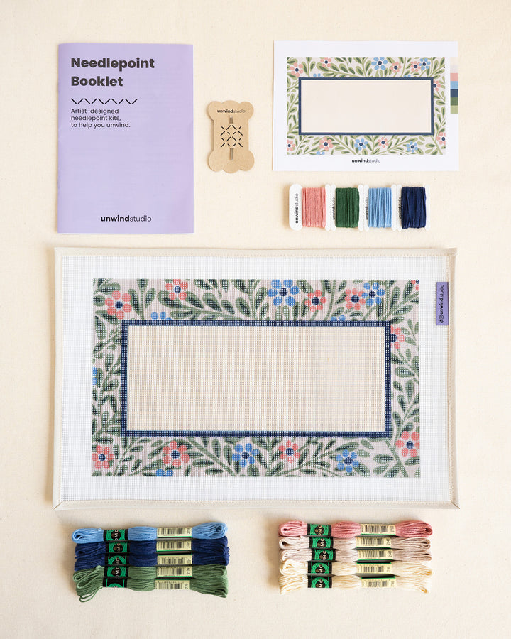 Promenade Garden Personalized Needlepoint Cushion Kit