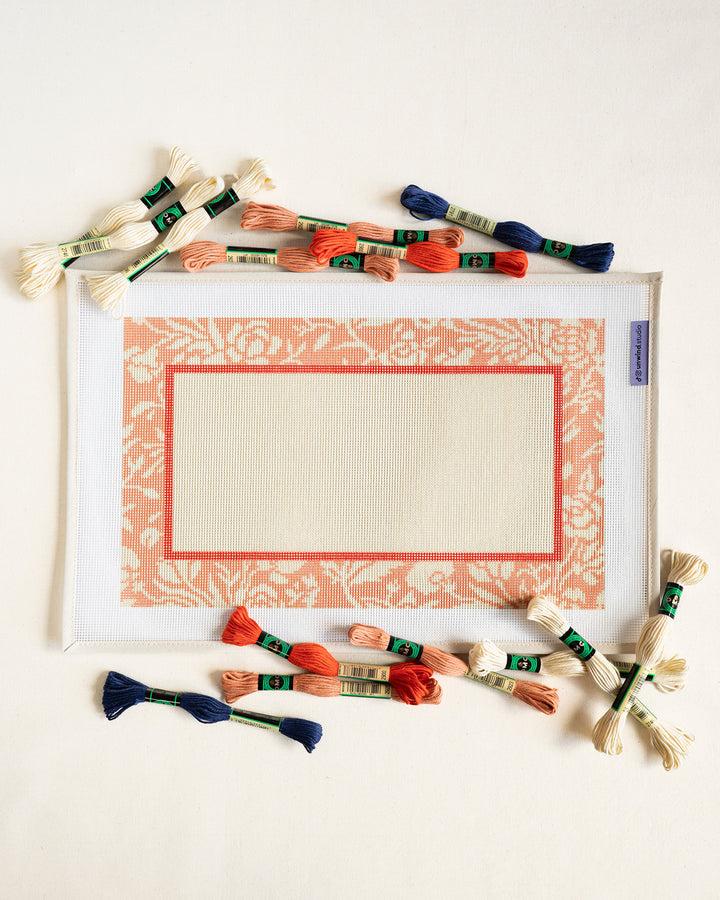 Laced Rose Personalized Needlepoint Cushion Kit