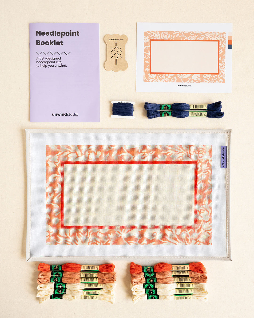 Laced Rose Personalized Needlepoint Cushion Kit