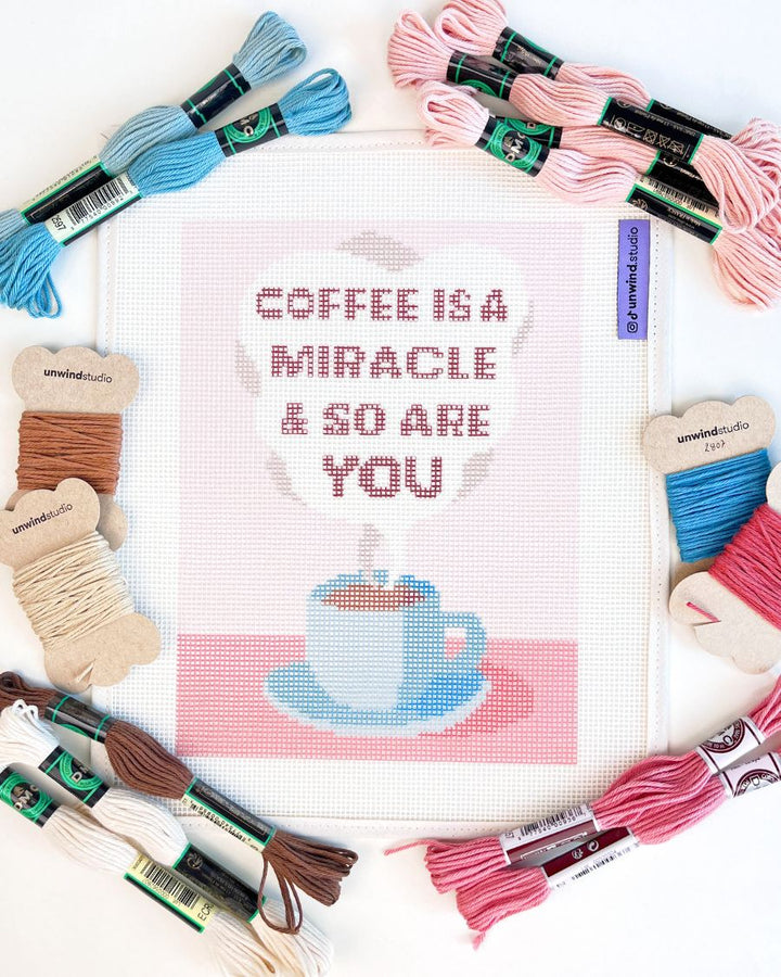 Kaffee ist ein Wunder & Du bist auch ein Gobelinstickerei-Set
